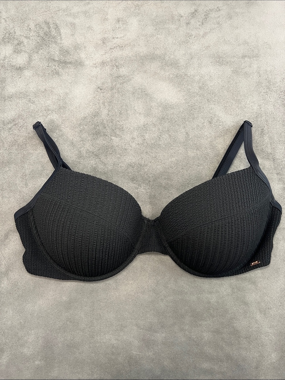 PINK Victoria's Secret Black Textured Bikini Top - Picture 7 of 12